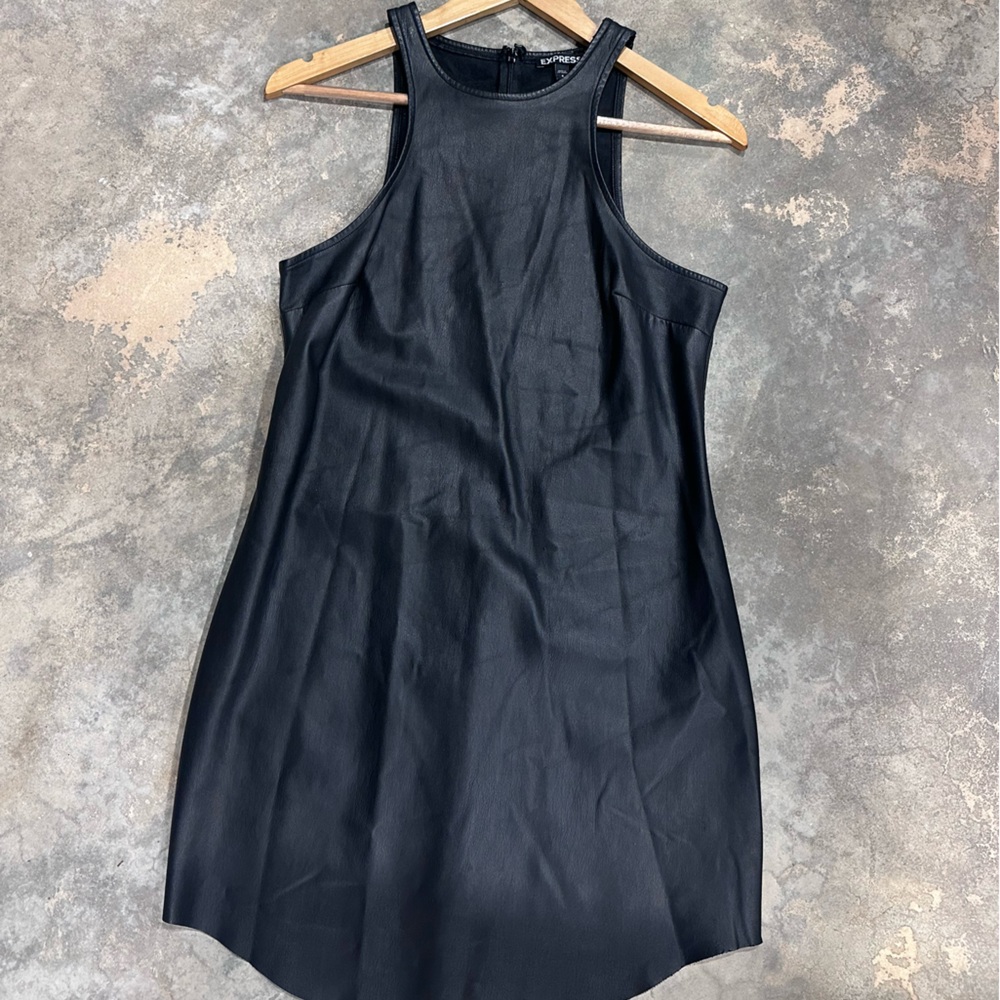 Express Black Mini faux leather Dress